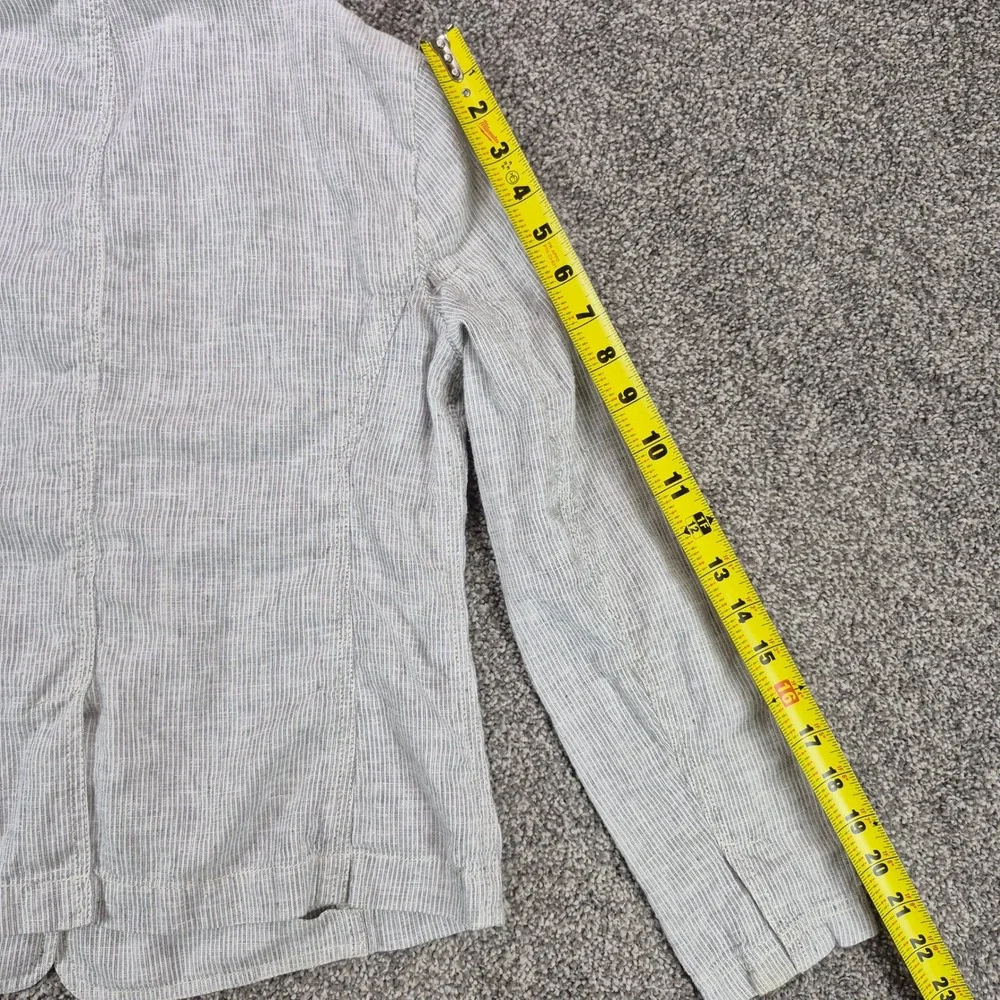 Eileen Fisher Blazer Womens XS Gray Pinstripe Hemp Organic Cotton Jacket